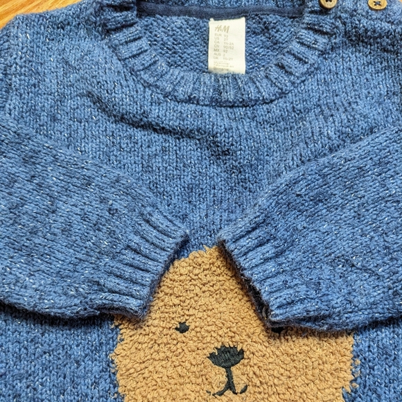 H&M Knit Pullover Sweater 2t Blue Bear kids boys - Picture 6 of 12
